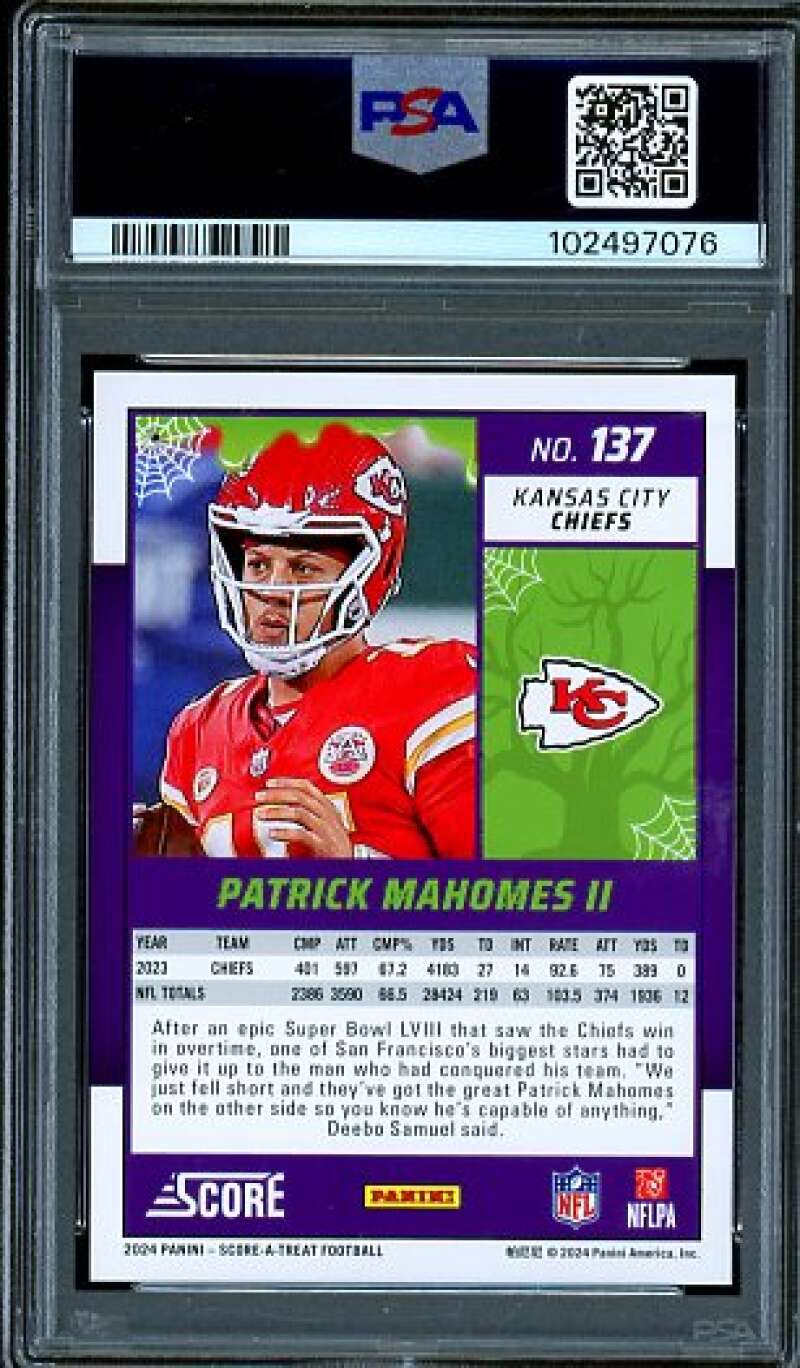 Patrick Mahomes II Card 2024 Score-a-Treat Pumpkin #137 PSA 9 Image 2