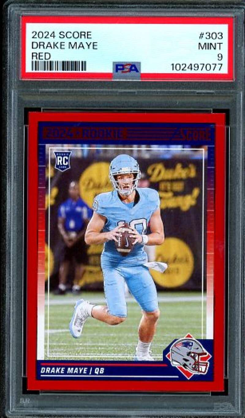 Drake Maye Rookie Card 2024 Score Red (pop 1) #303 PSA 9 Image 1