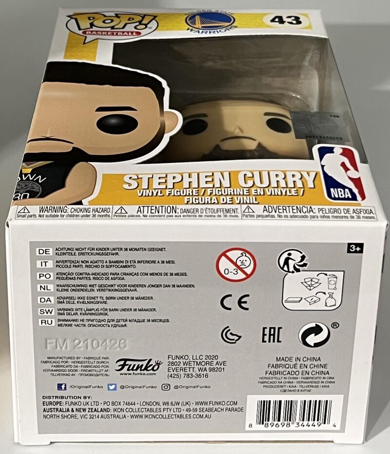 2020 Golden State Warriors Stephen Curry Basketball Funko Pop #43 Image 3