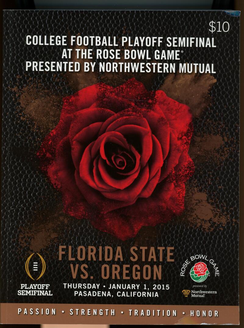 2015 College Football Game Program Rose Bowl Florida State vs Oregon January Image 1