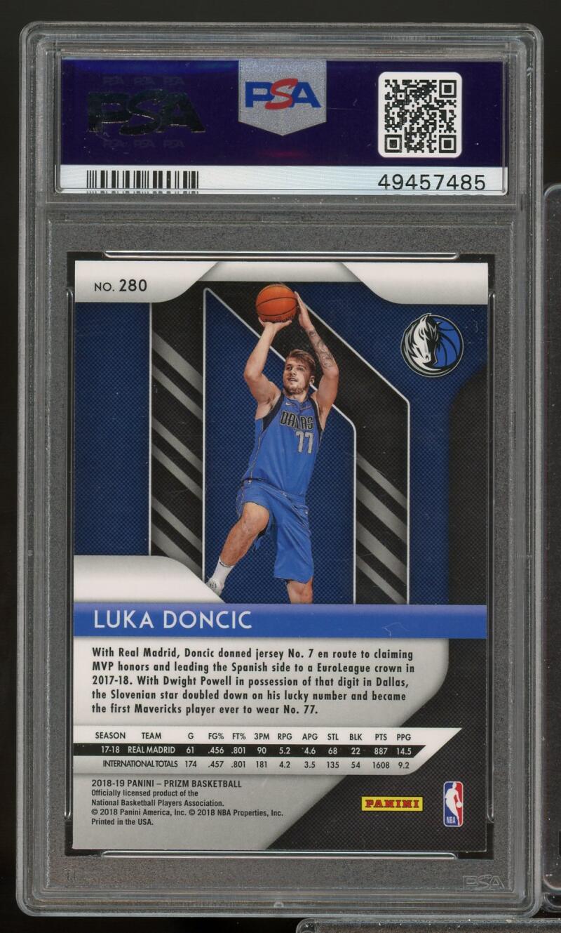 Luka Doncic Rookie Card 2018-19 Panini Prizm #280 PSA 10 Image 2