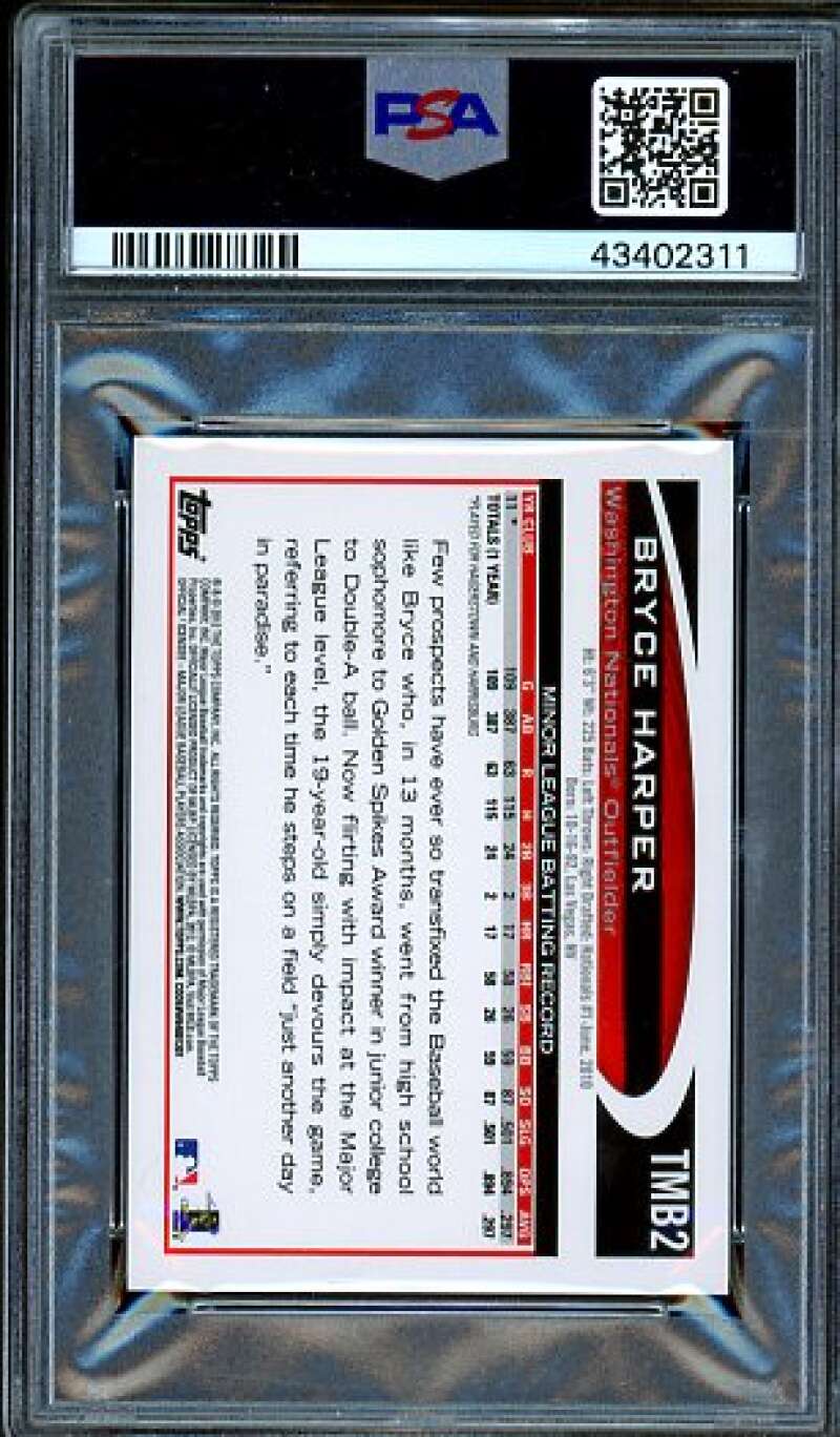 Bryce Harper Rookie Card 2012 Topps Mini 2012 National Promo #TMB2 PSA 10 Image 2