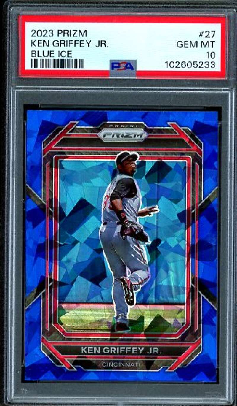 Ken Griffey Jr. Card 2023 Prizm Blue Ice (pop 5) #27 PSA 10 Image 1