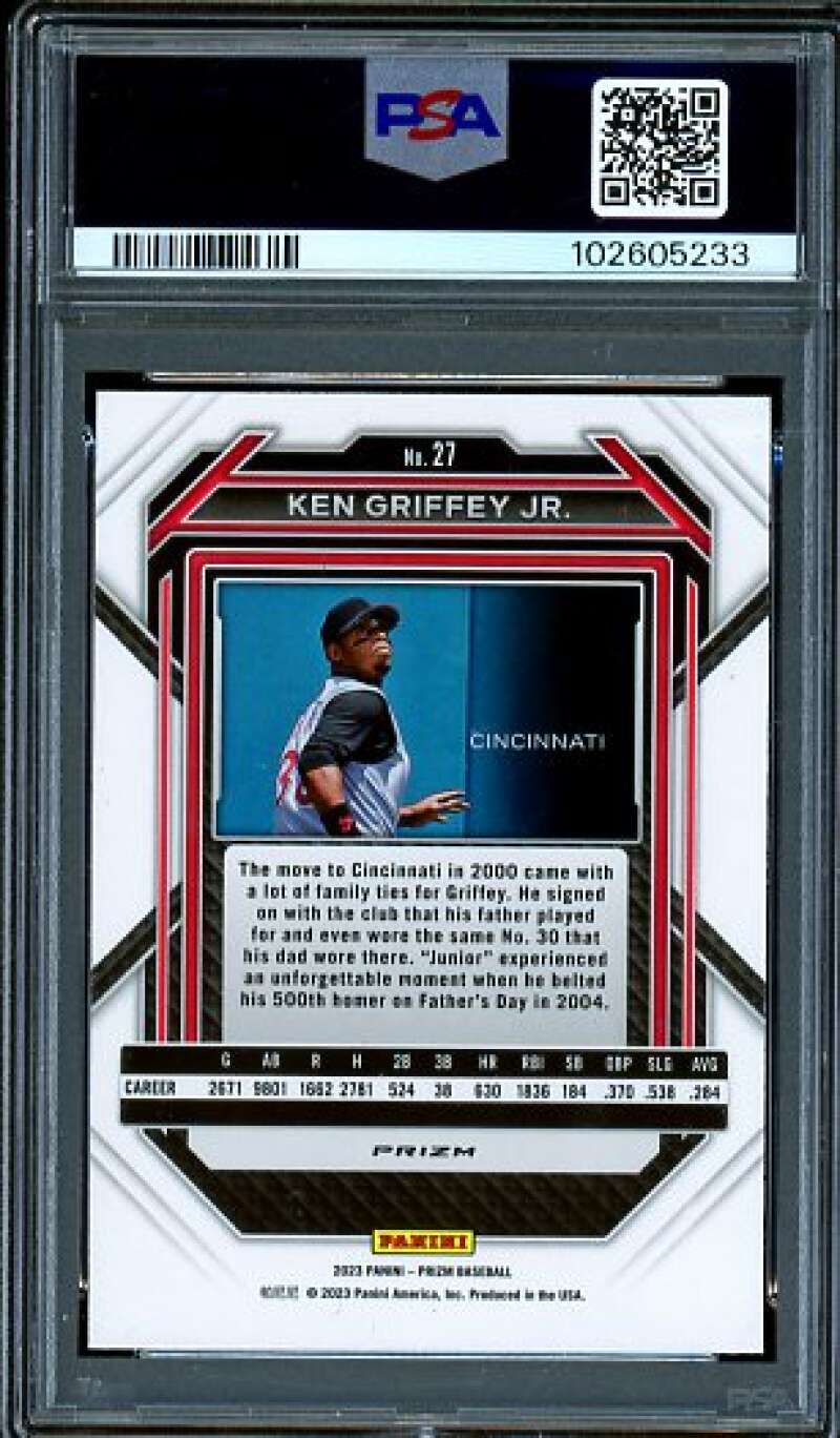 Ken Griffey Jr. Card 2023 Prizm Blue Ice (pop 5) #27 PSA 10 Image 2
