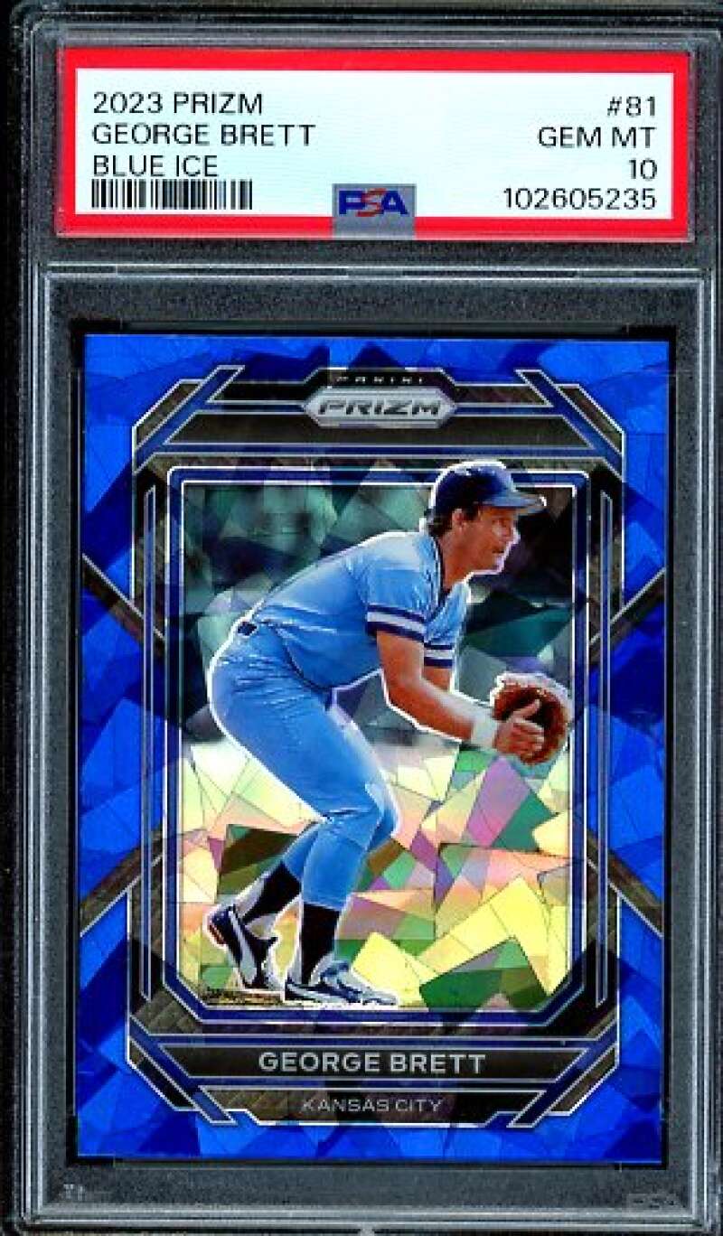 George Brett Card 2023 Prizm Blue Ice (pop 2) #81 PSA 10 Image 1
