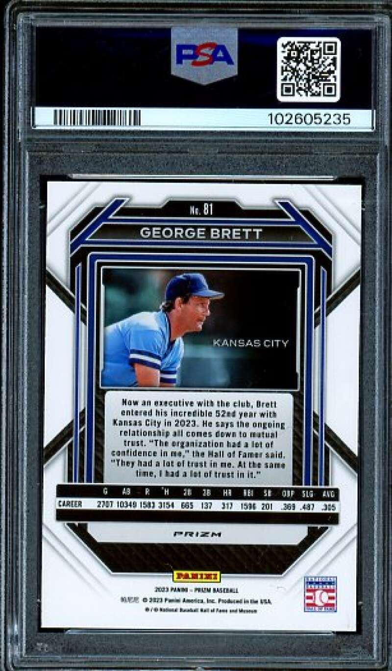 George Brett Card 2023 Prizm Blue Ice (pop 2) #81 PSA 10 Image 2