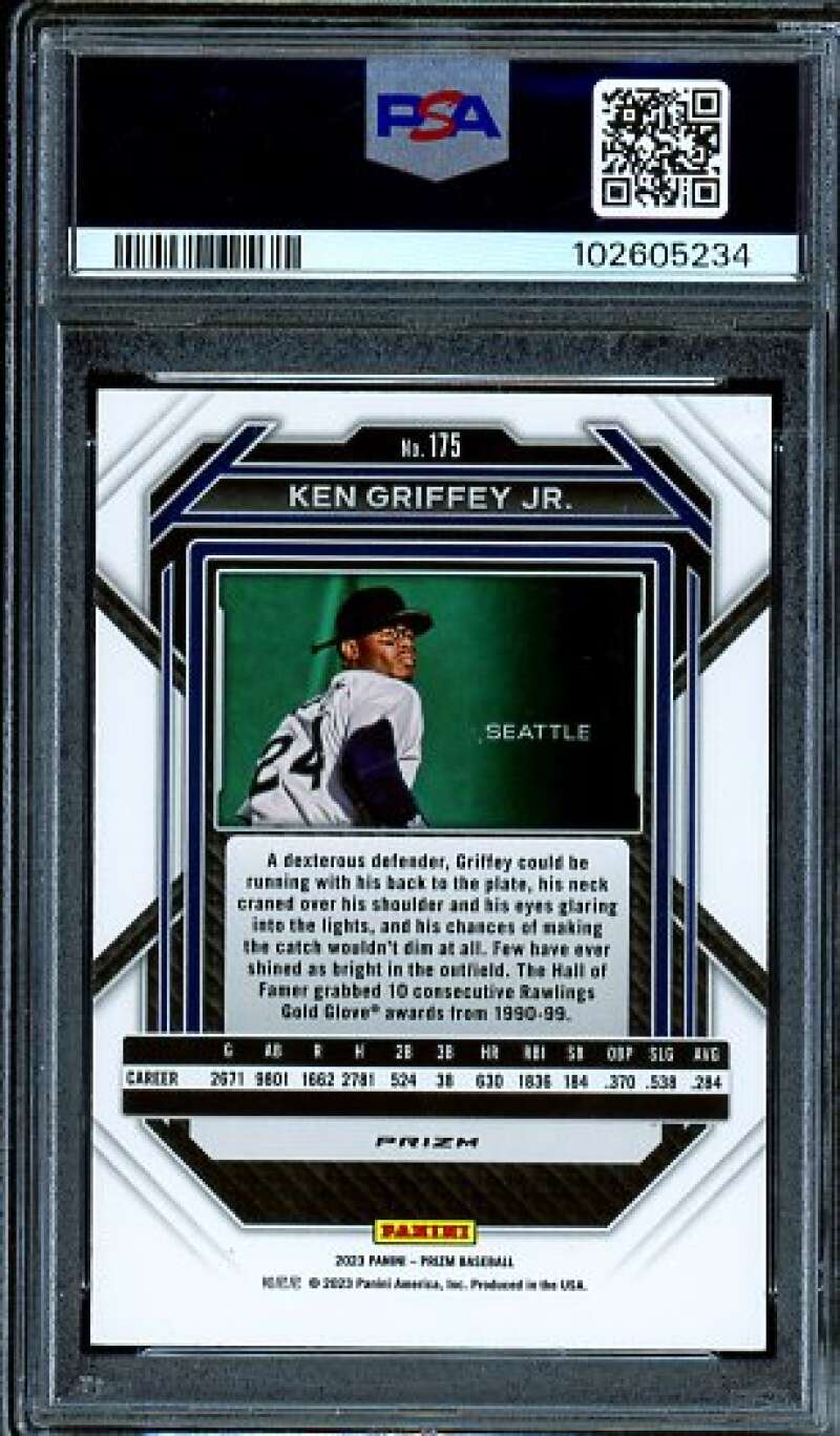 Ken Griffey Jr. Card 2023 Prizm Blue Ice #175 (pop 5) PSA 10 Image 2