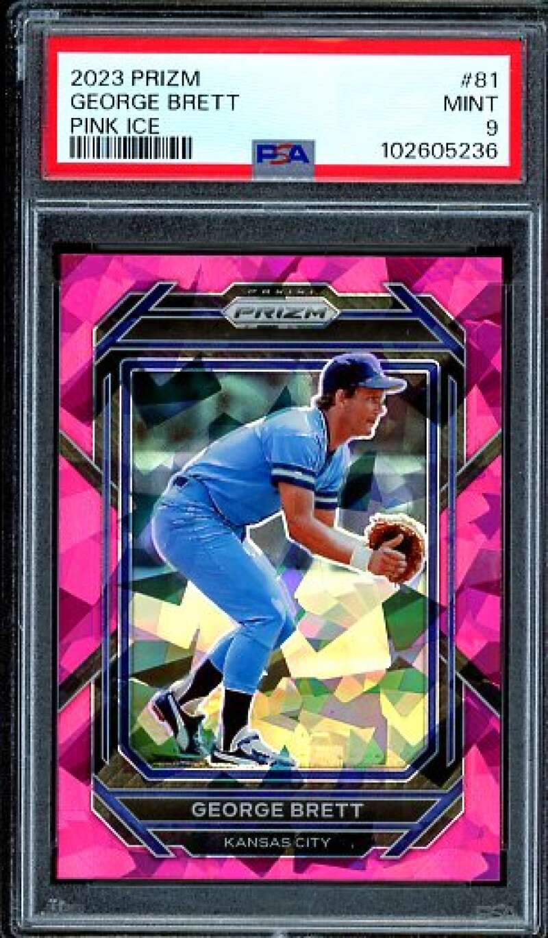 George Brett Card 2023 Prizm Pink Ice (pop 1) #81 PSA 9 Image 1