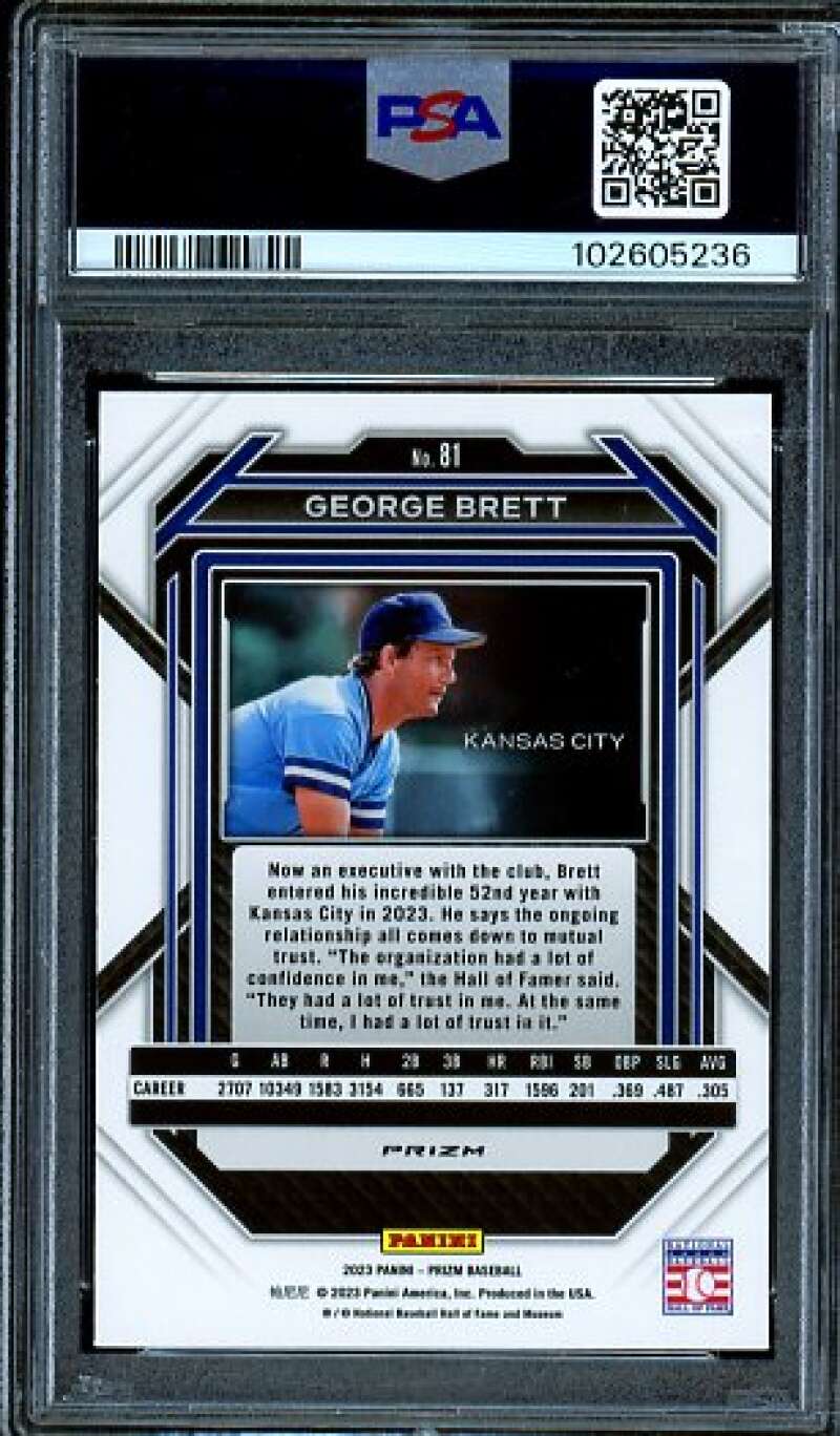 George Brett Card 2023 Prizm Pink Ice (pop 1) #81 PSA 9 Image 2