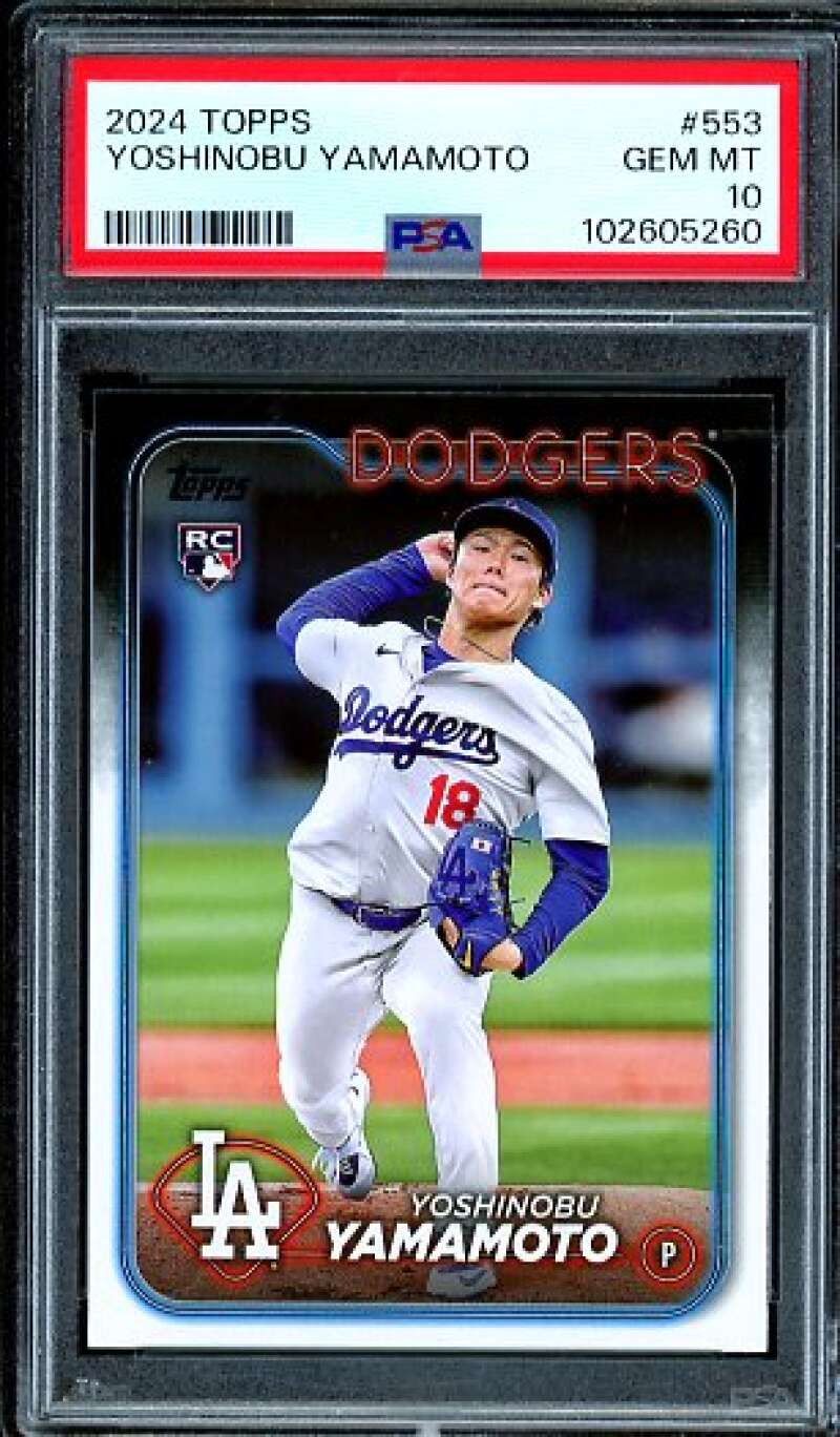 Yoshinobu Yamamoto Rookie Card 2024 Topps #553 PSA 10 Image 1