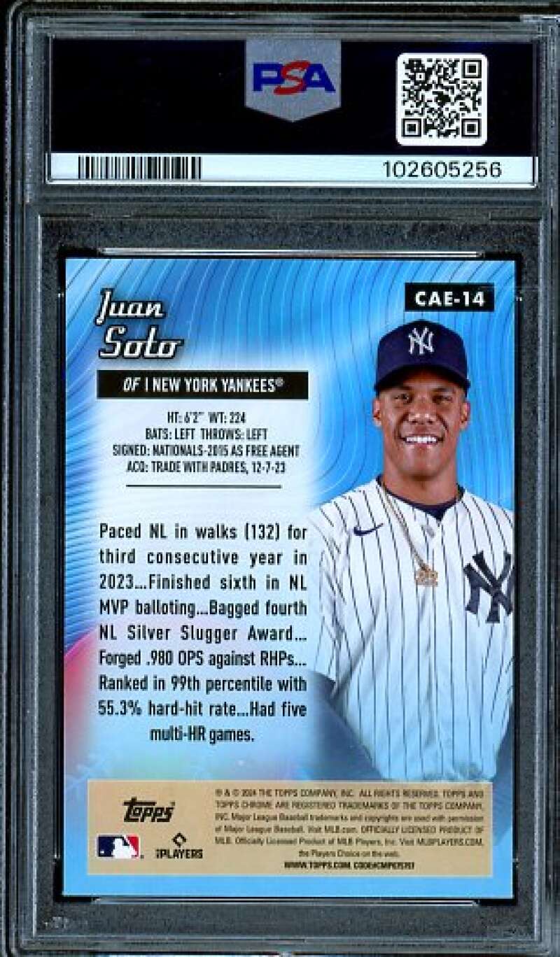 Juan Soto Card 2024 Topps Chrome All Etch #Cae14 PSA 10 Image 2