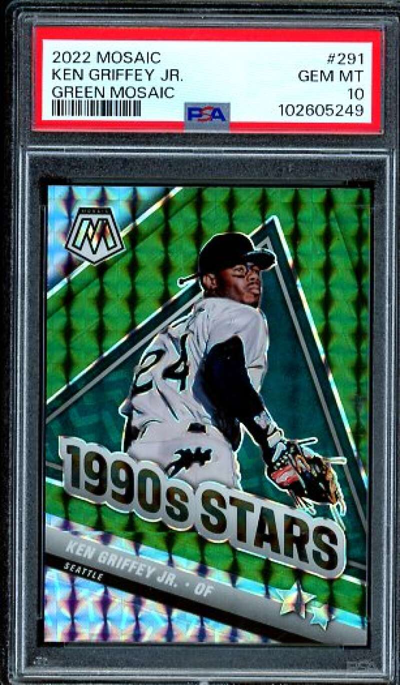 Ken Griffey Jr. Card 2022 Mosaic Gem Green Mosaic (pop 4) #291 PSA 10 Image 1