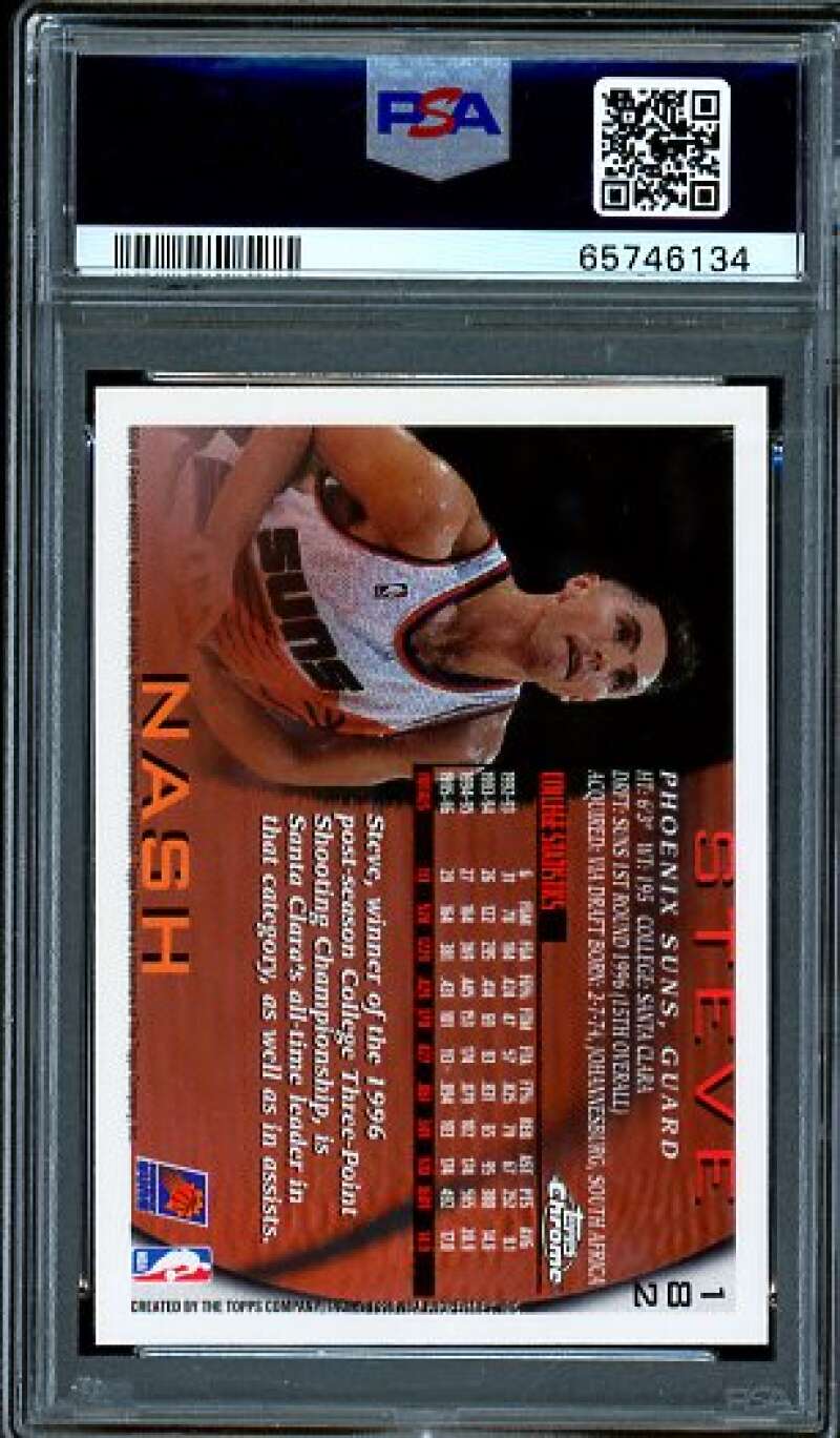 Steve Nash Rookie Card 1996-97 Topps Chrome #182 PSA 9 Image 2