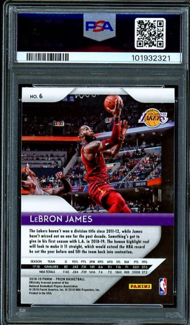 LeBron James Card 2018-19 Panini Prizm #6 PSA 9 Image 2