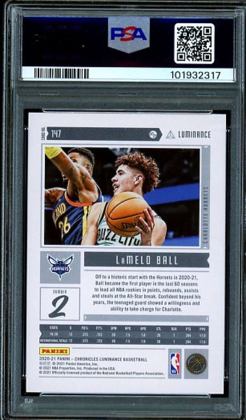 LaMelo Ball Rookie Card 2020-21 Chronicles Green #147 PSA 8 Image 2