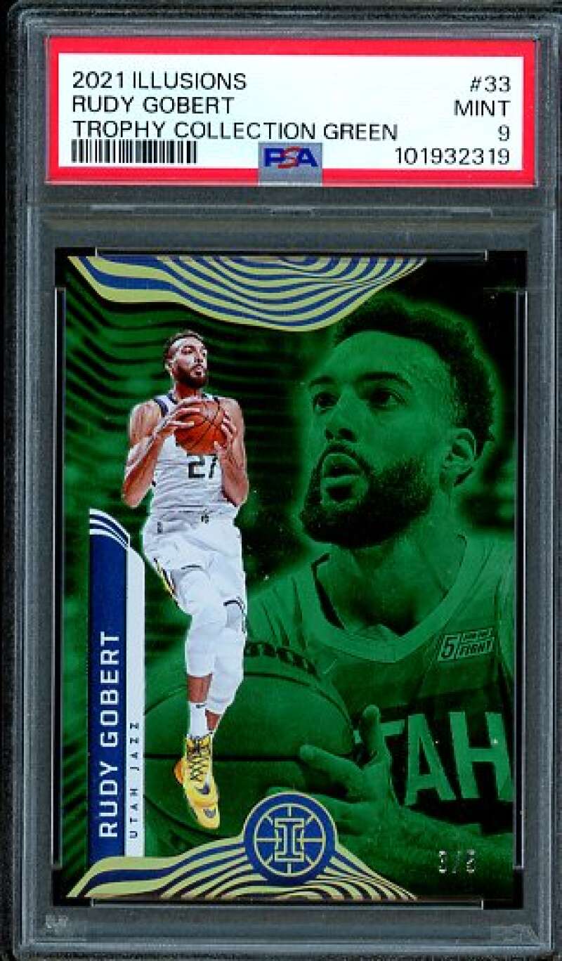 Rudy Gobert Card 2021-22 Illusions Trophy Collection Green (3/5) #33 PSA 9 Image 1