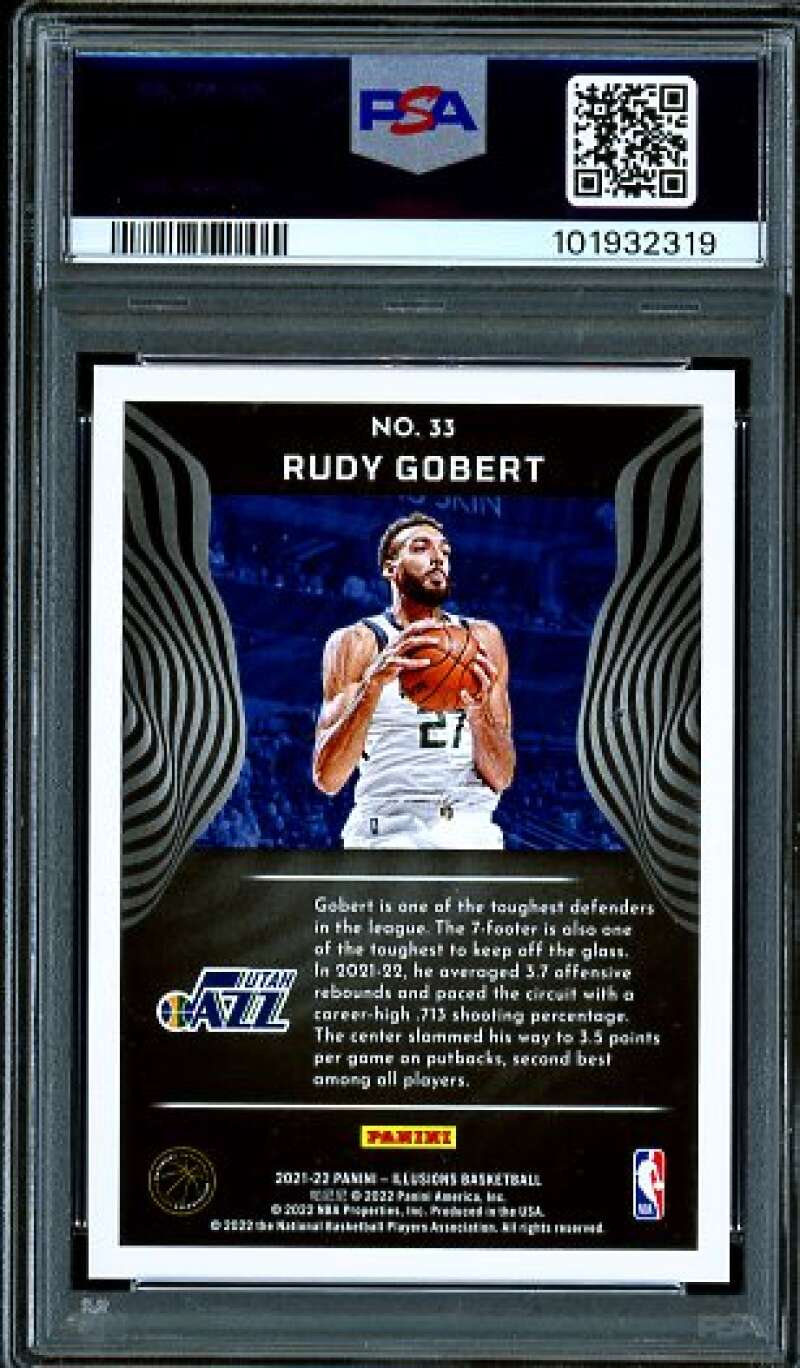 Rudy Gobert Card 2021-22 Illusions Trophy Collection Green (3/5) #33 PSA 9 Image 2