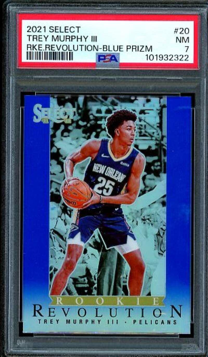 Trey Murphy Rookie Card 2021-22 Select Rookie Revolution Blue Prizm #20 PSA 7 Image 1