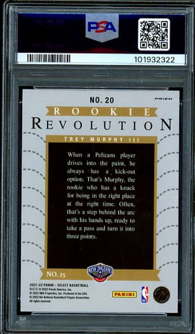 Trey Murphy Rookie Card 2021-22 Select Rookie Revolution Blue Prizm #20 PSA 7 Image 2