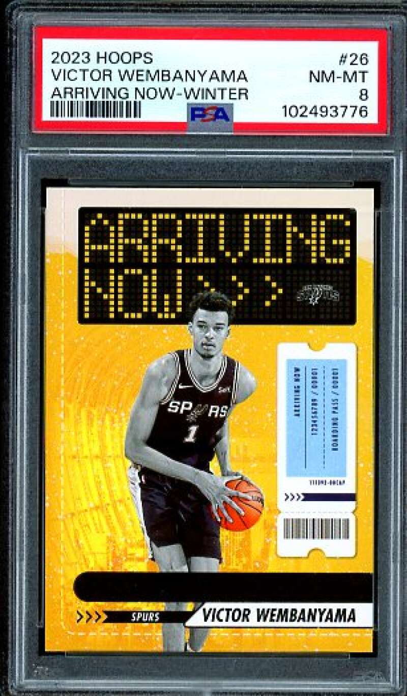 Victor Wembanyama Rookie Card 2023-24 Hoops Arriving Now Winter #26 PSA 8 Image 1