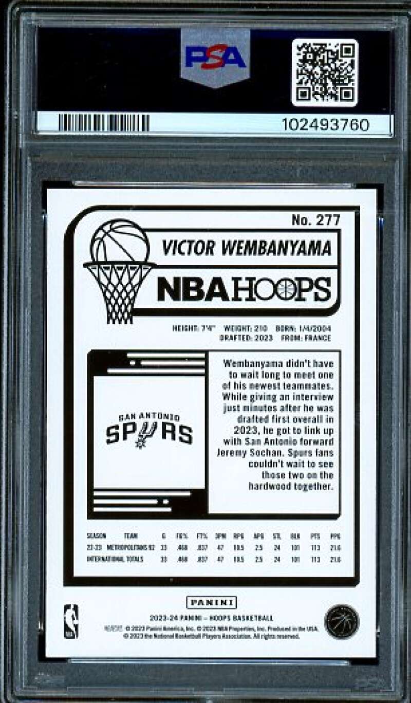 Victor Wembanyama Rookie Card 2023-24 Hoops Winter #277 PSA 10 Image 2