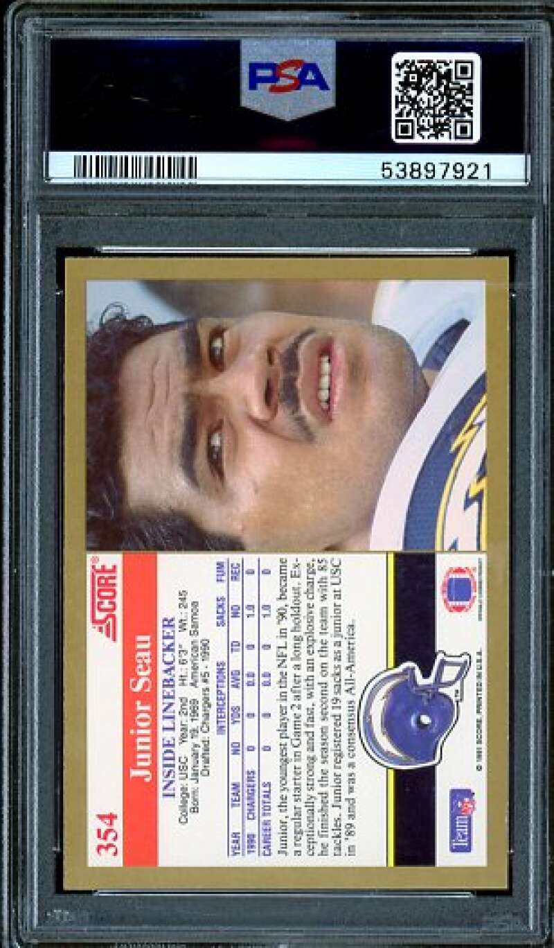 Junior Seau Card 1991 Score (pop 1) #354 PSA 9 Image 2