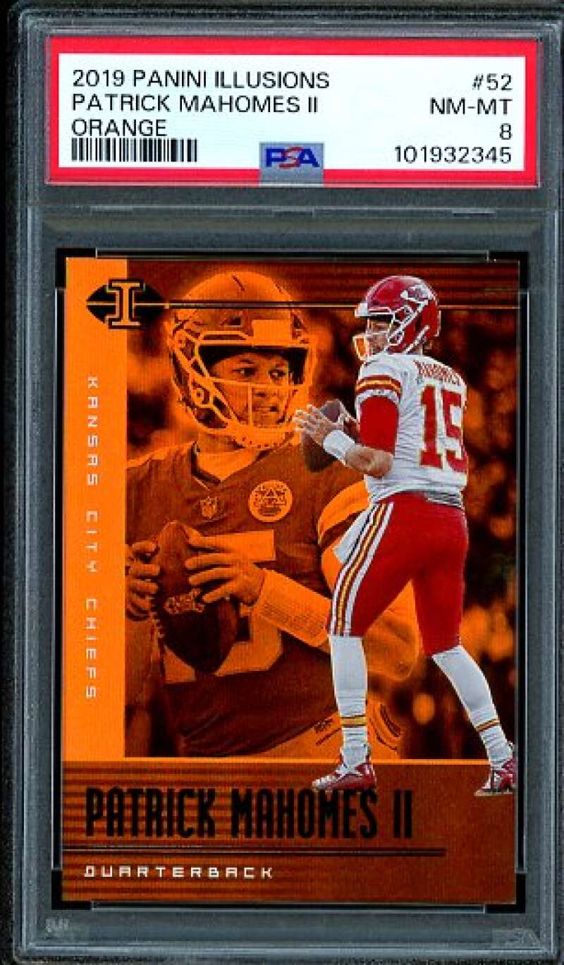 Patrick Mahomes II Card 2019 Panini Illusions Orange #52 PSA 8 Image 1