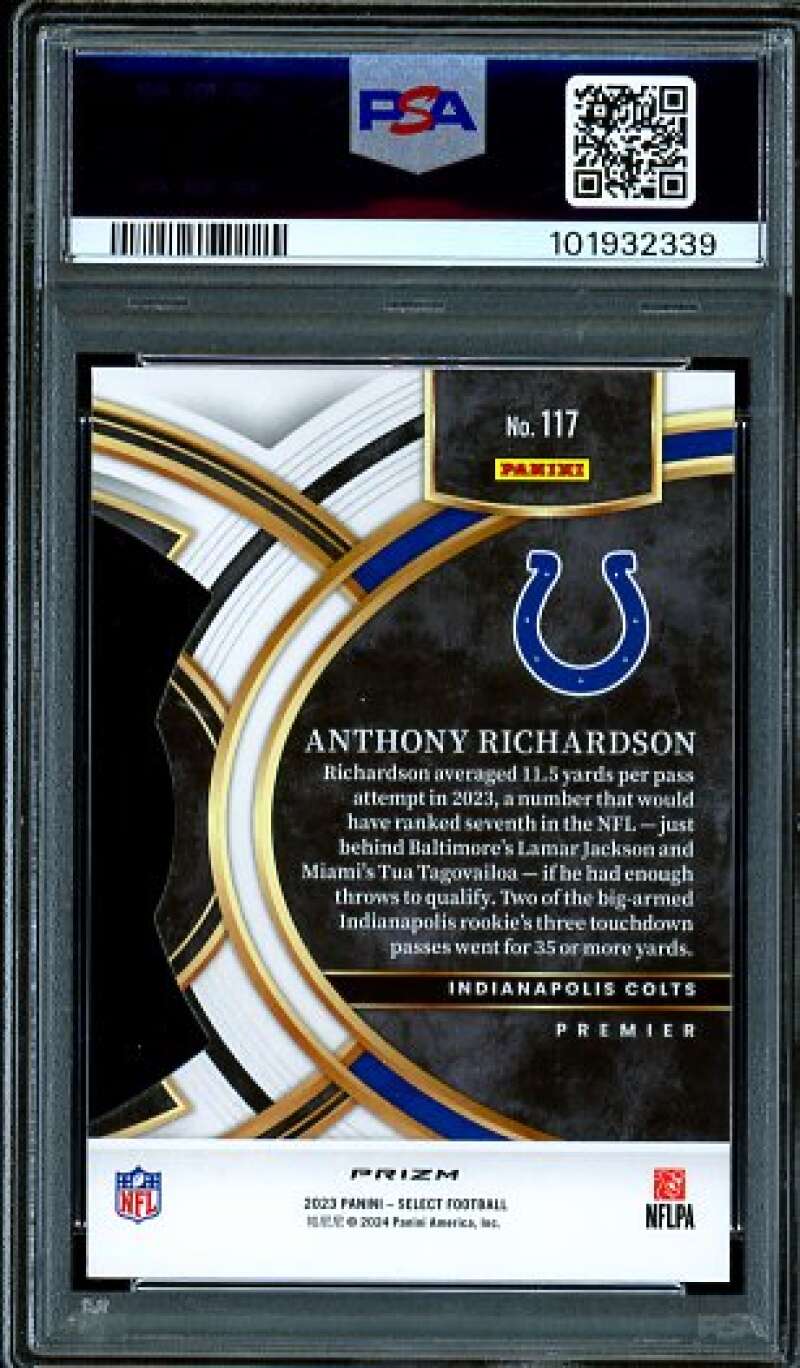 Anthony Richardson Rookie Card 2023 Select Die Cut Red Blue Prizm #117 PSA 9 Image 2