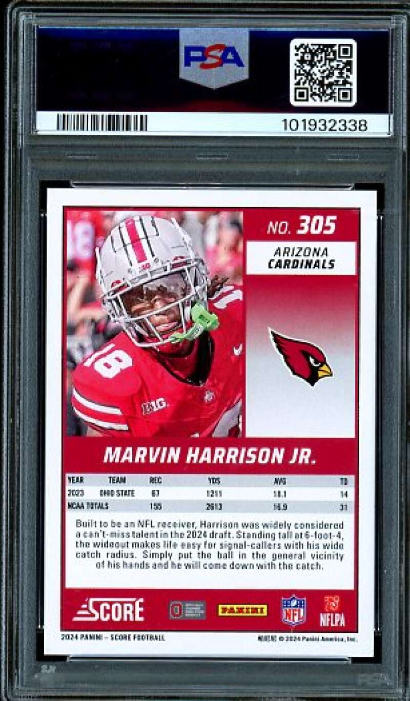 Marvin Harrison Jr. Card 2024 Score #305 PSA 10 Image 2