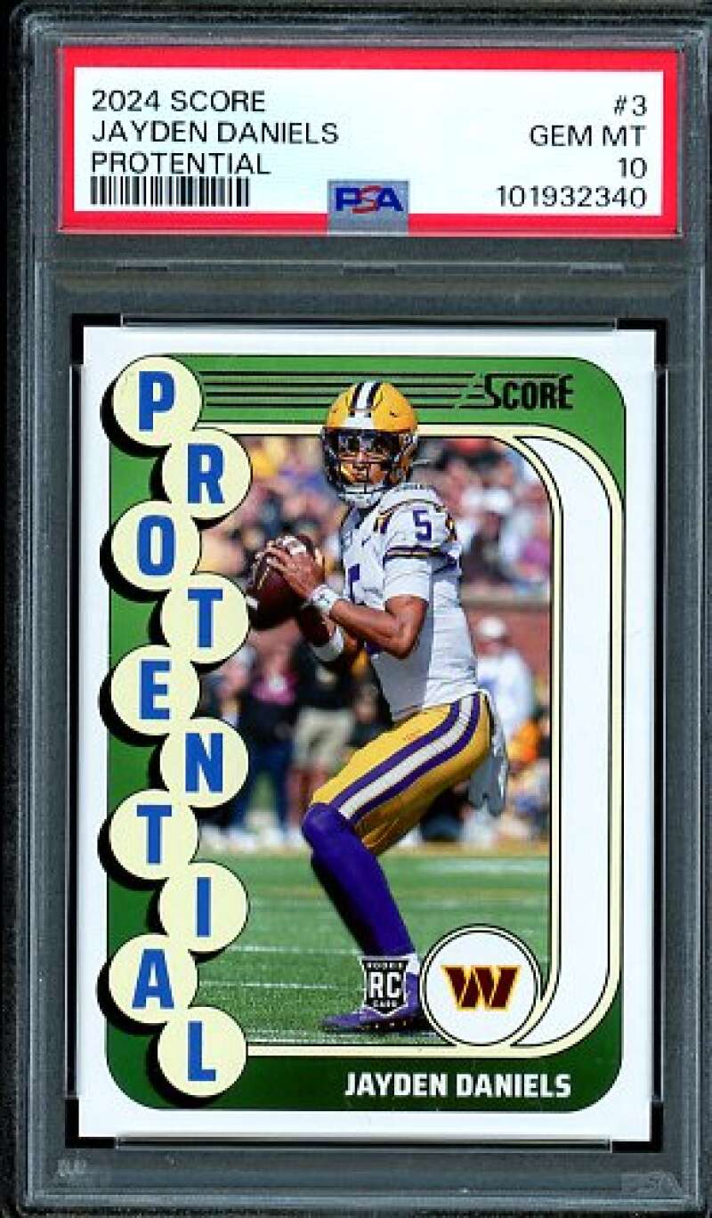 Jayden Daniels Rookie Card 2024 Score Protential #3 PSA 10 Image 1