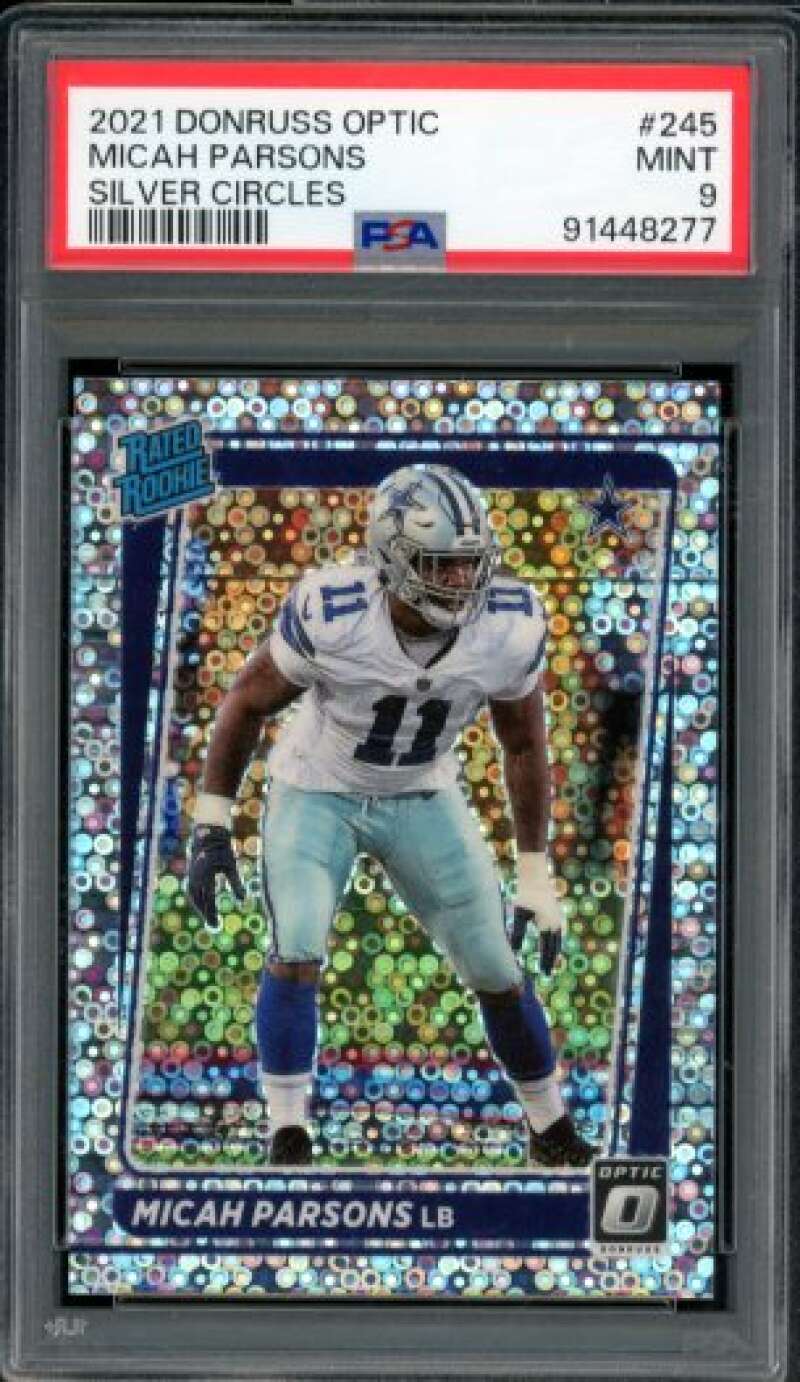 Micah Parsons Rookie Card 2021 Donruss Optic Silver Circles #245 PSA 9 Image 1