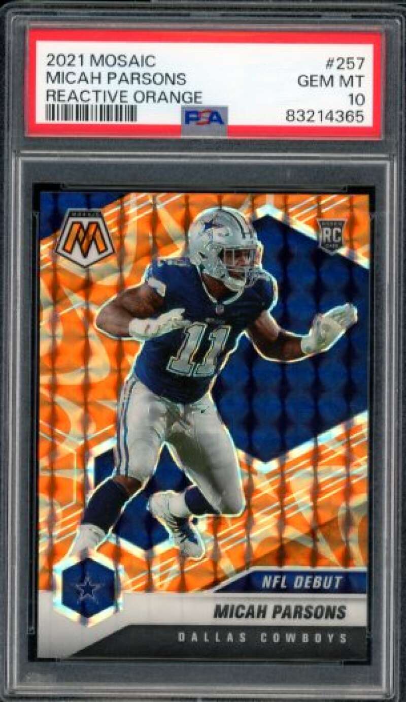 Micah Parsons Rookie Card 2021 Mosaic Reactive Orange #257 PSA 10 Image 1