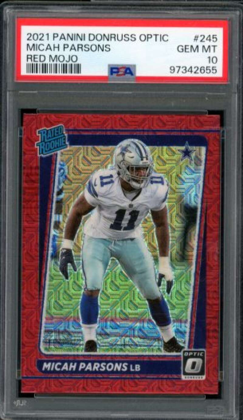 Micah Parsons Rookie Card 2021 Panini Donruss Optic Red Mojo #245 PSA 10 Image 1