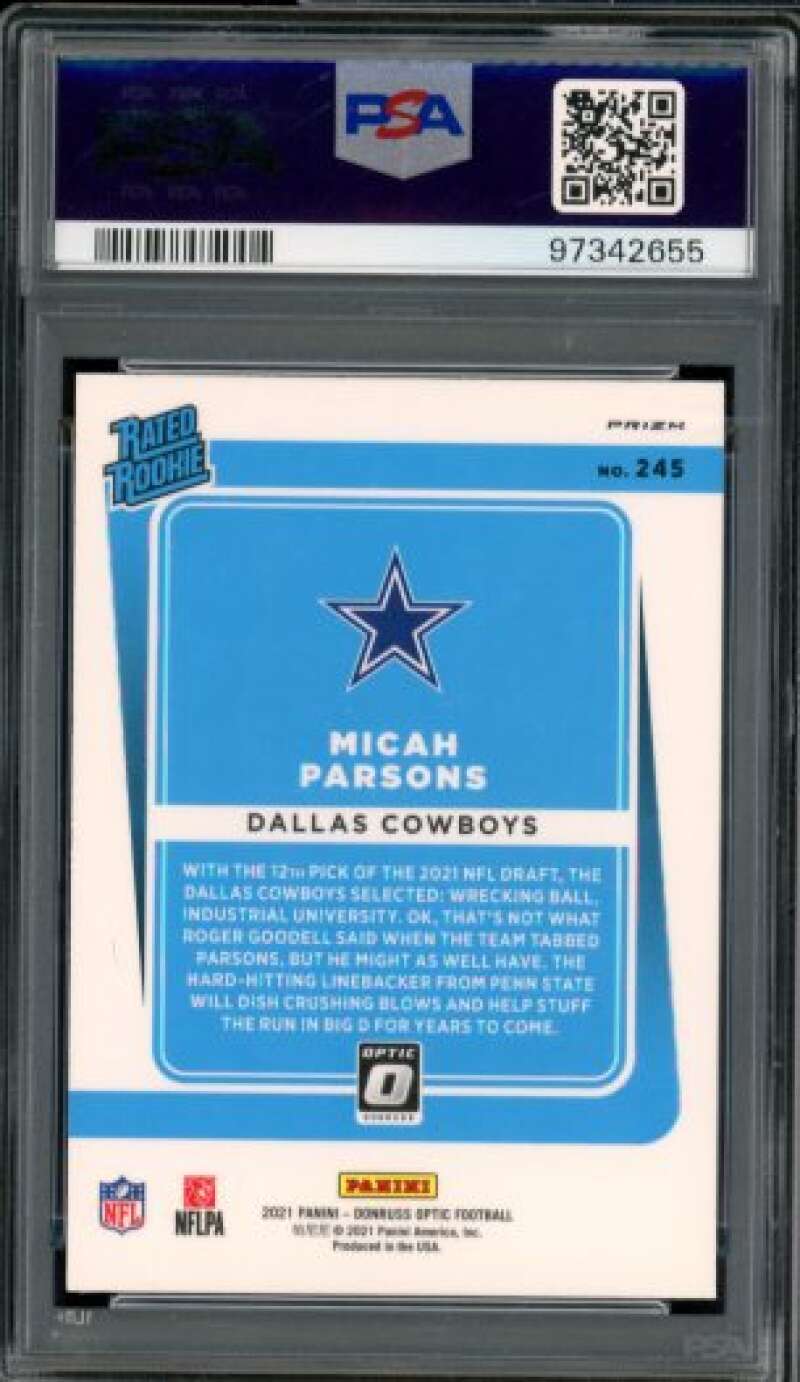 Micah Parsons Rookie Card 2021 Panini Donruss Optic Red Mojo #245 PSA 10 Image 2