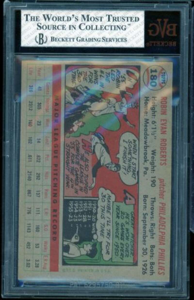 Robin Roberts Card 1956 Topps #180 BGS BVG 5 Image 2