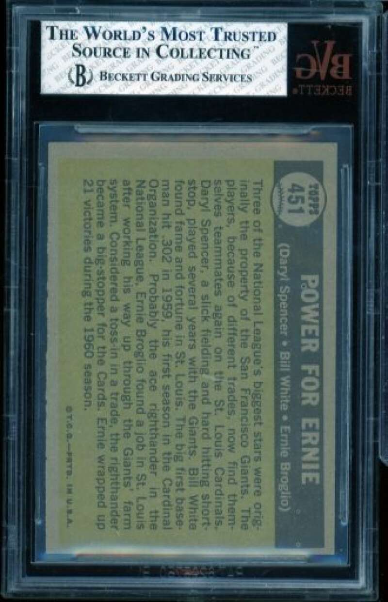Spencer/White/Broglio Card 1961 Topps #451 BGS BVG 5.5 Image 2