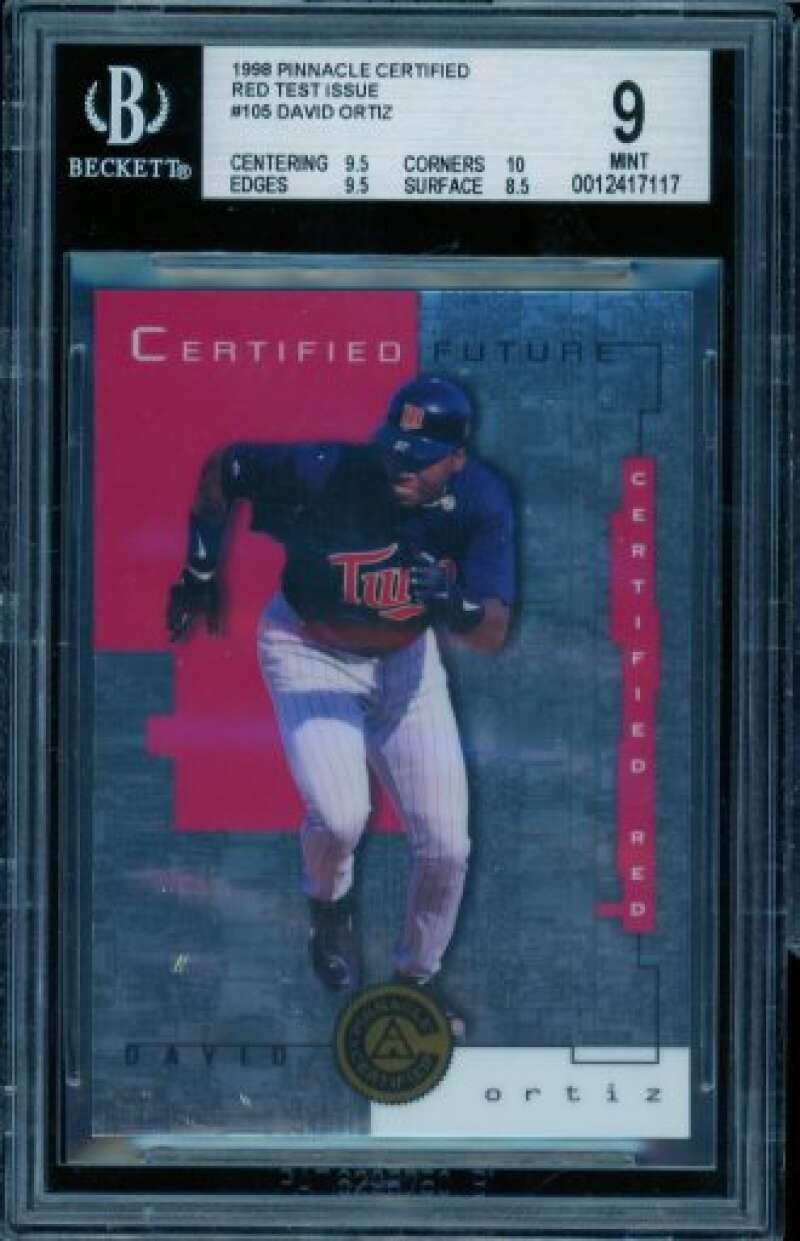 David Ortiz Rookie Card 1998 Pinnacle Certified Red Test Issue #105 BGS 9 Image 1