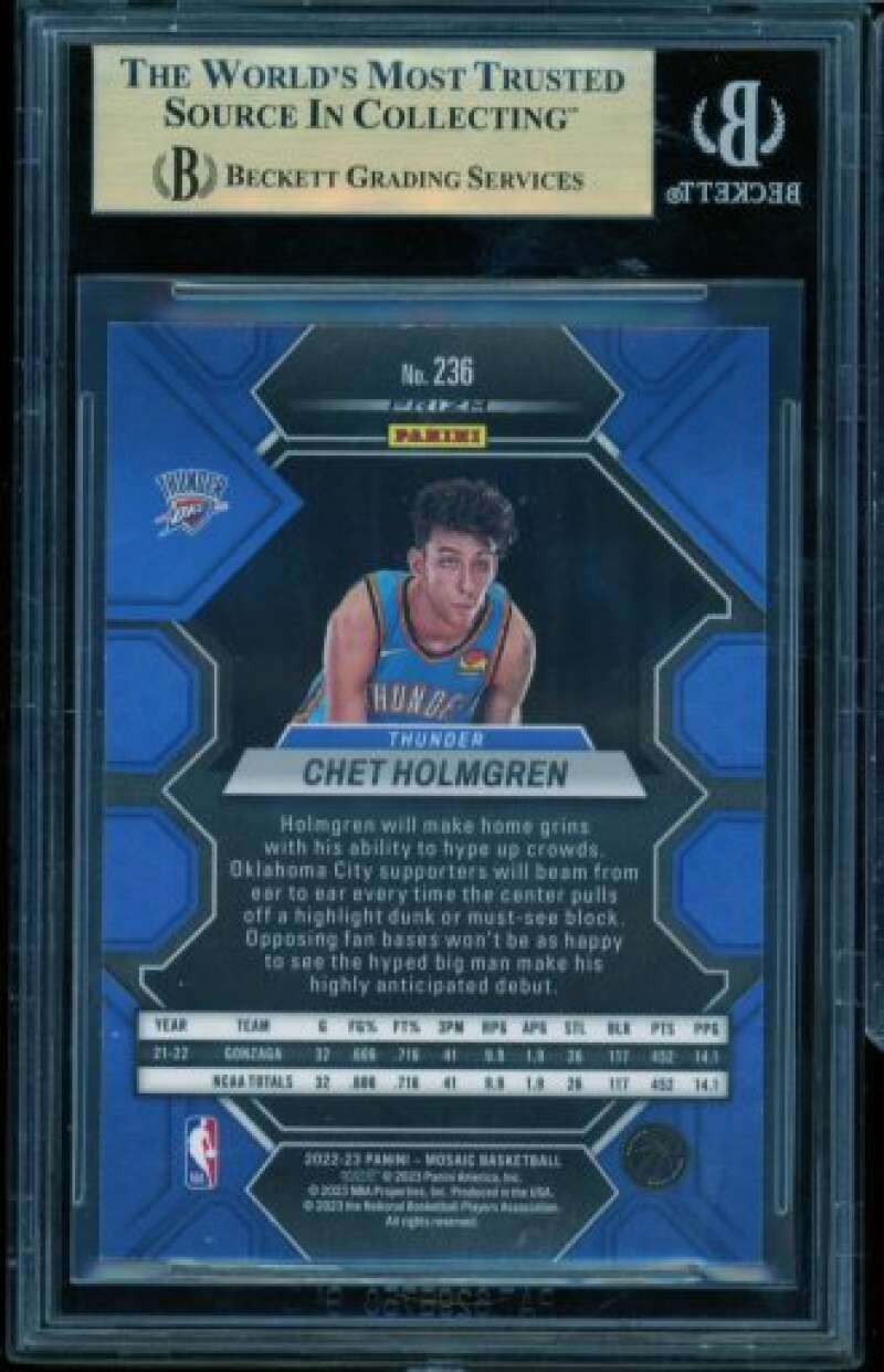 Chet Holmgren Rookie 2022-23 Panini Mosaic Mosaic Genesis (pop 1) #236 BGS 9.5 Image 2