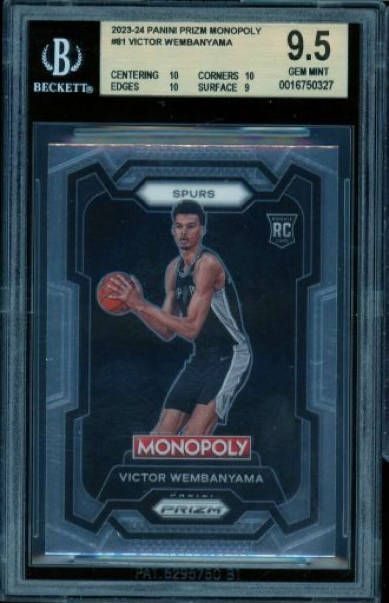 Victor Wembanyama Rookie Card 2023-24 Panini Prizm Monopoly #81 BGS 9.5 Image 1