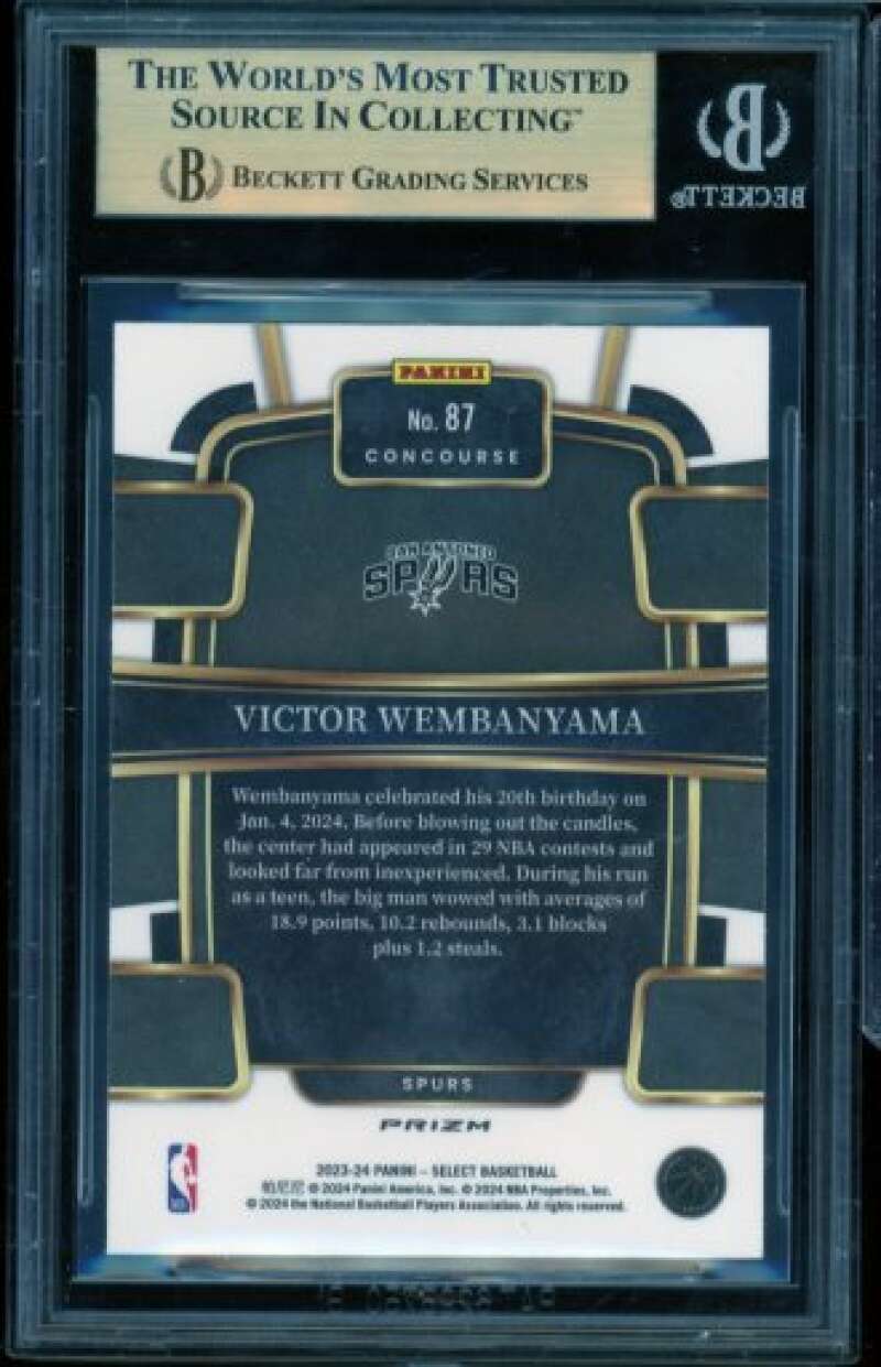 Victor Wembanyama Rookie Card 2023-24 Select Prizms Silver #87 (PRISTINE) BGS 10 Image 2