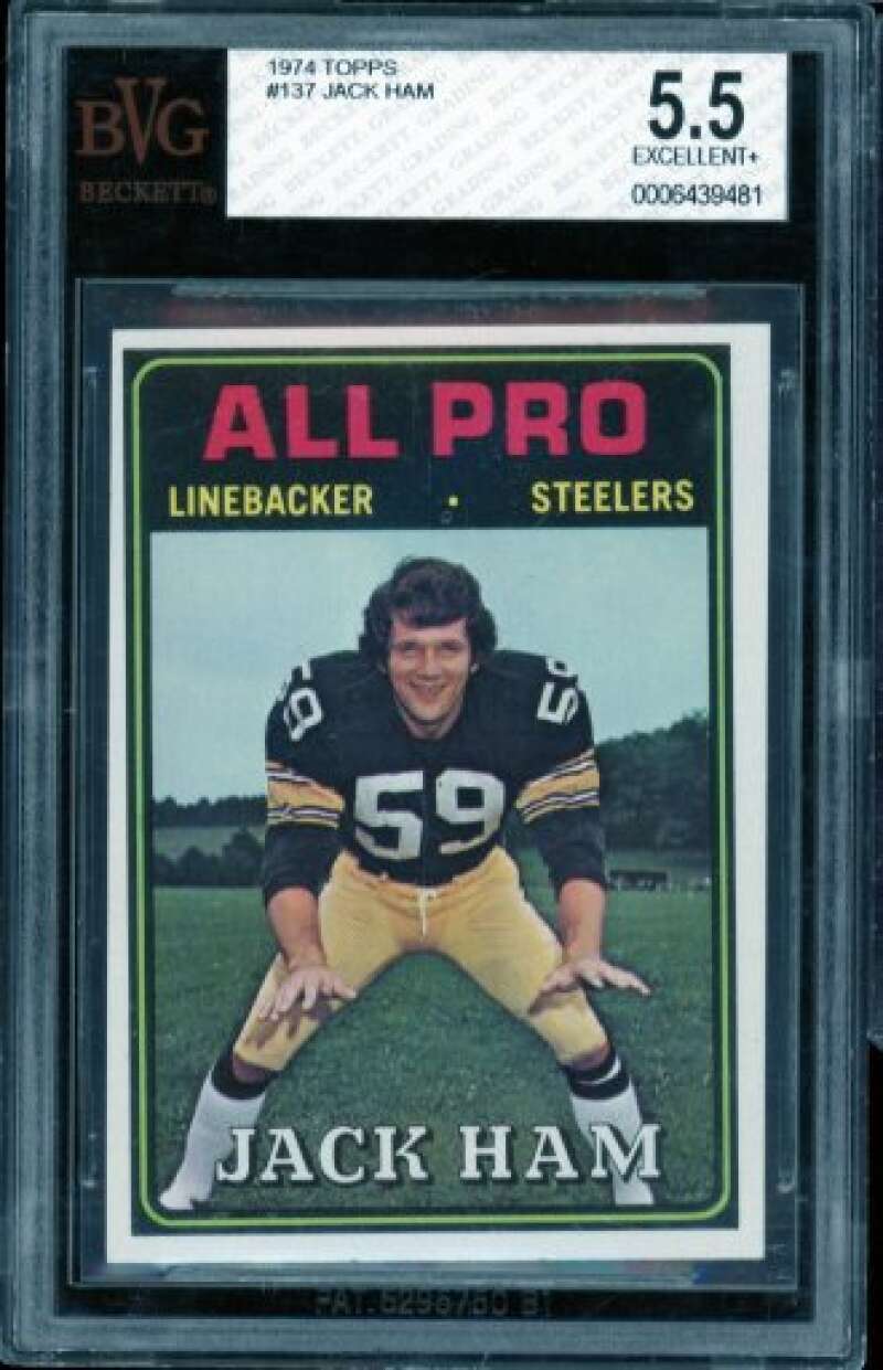 Jack Ham Card 1974 Topps #137 BGS BVG 5.5 Image 1