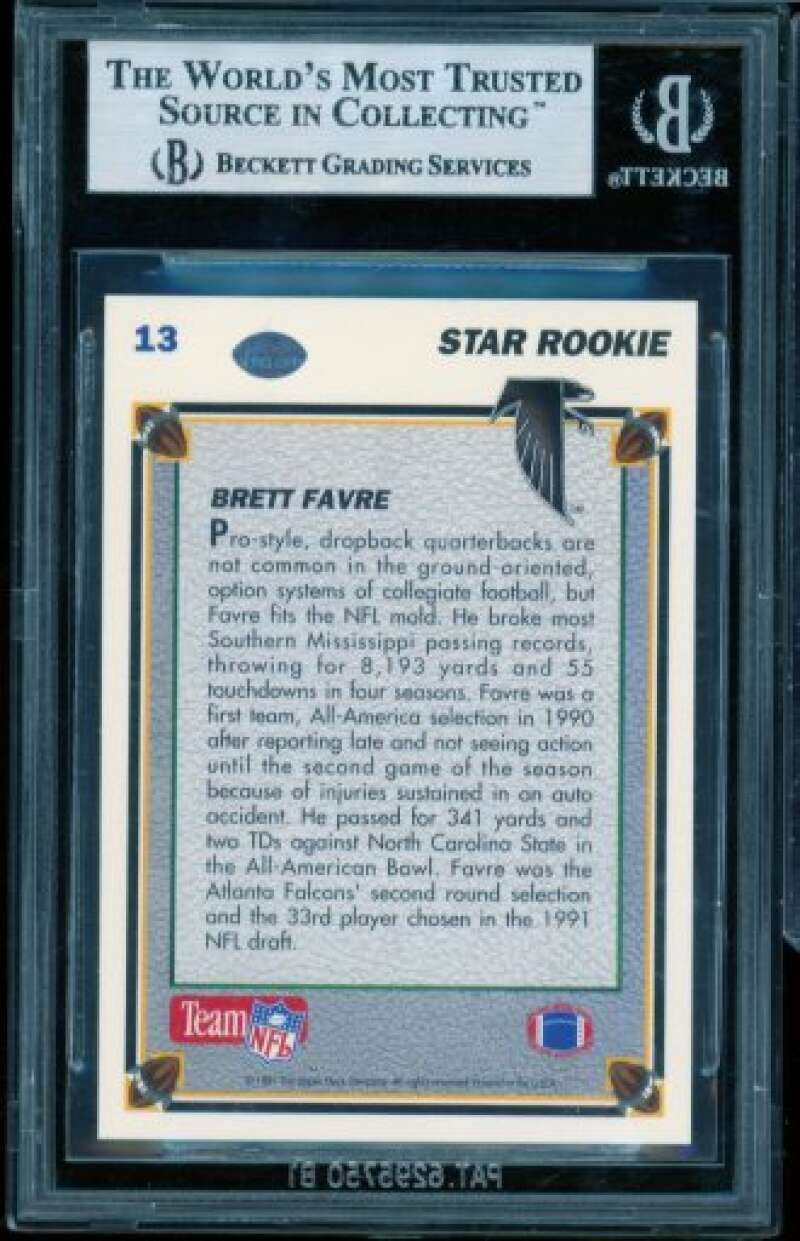 Brett Favre Rookie Card 1991 Upper Deck #13 BGS 9 Image 2