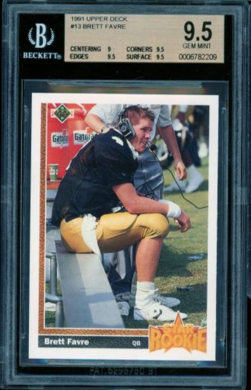 Brett Favre Rookie Card 1991 Upper Deck #13 BGS 9.5 Image 1