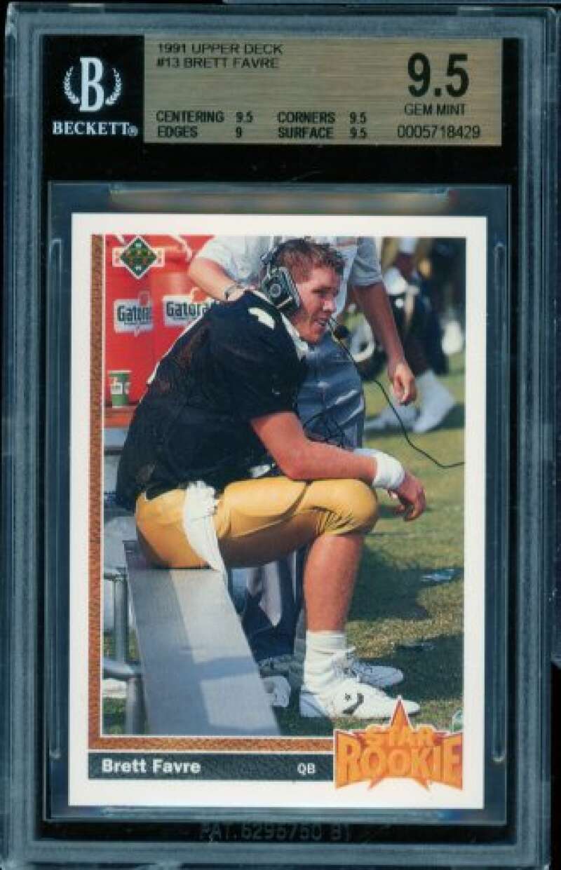 Brett Favre Rookie Card 1991 Upper Deck #13 BGS 9.5 Image 1