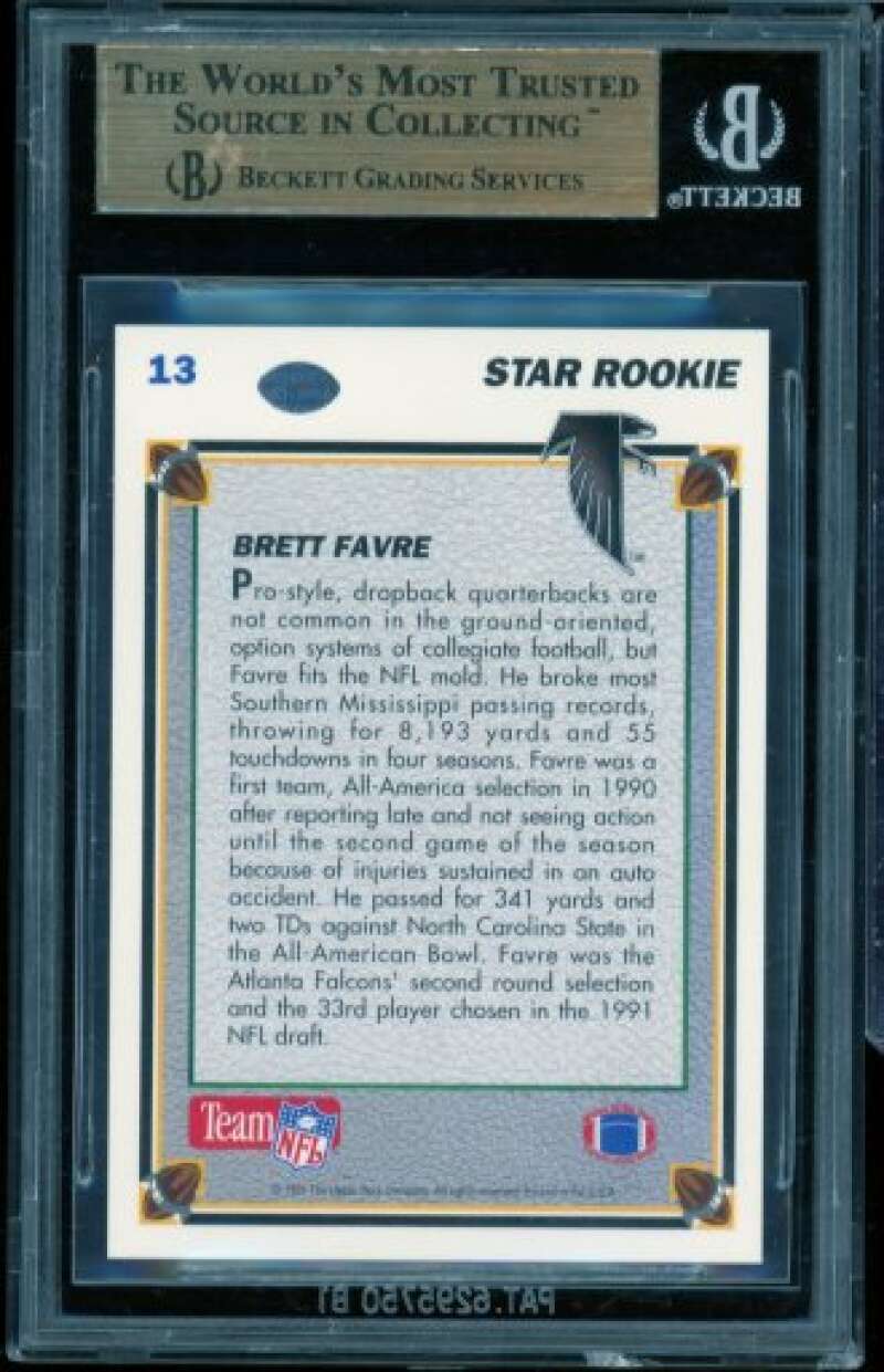 Brett Favre Rookie Card 1991 Upper Deck #13 BGS 9.5 Image 2