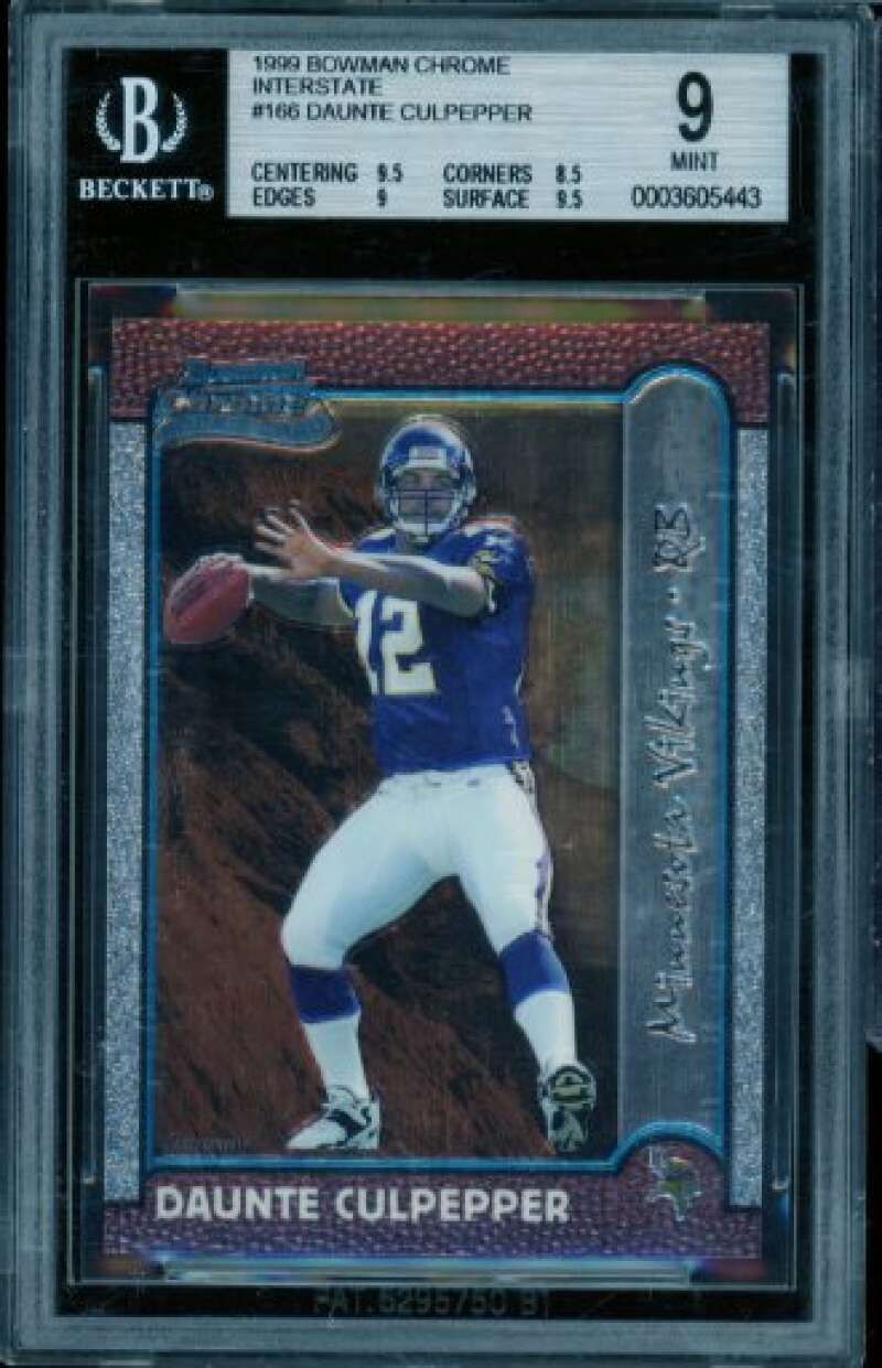 Daunte Culpepper Rookie Card 1999 Bowman Chrome Interstate #166 BGS 9 Image 1