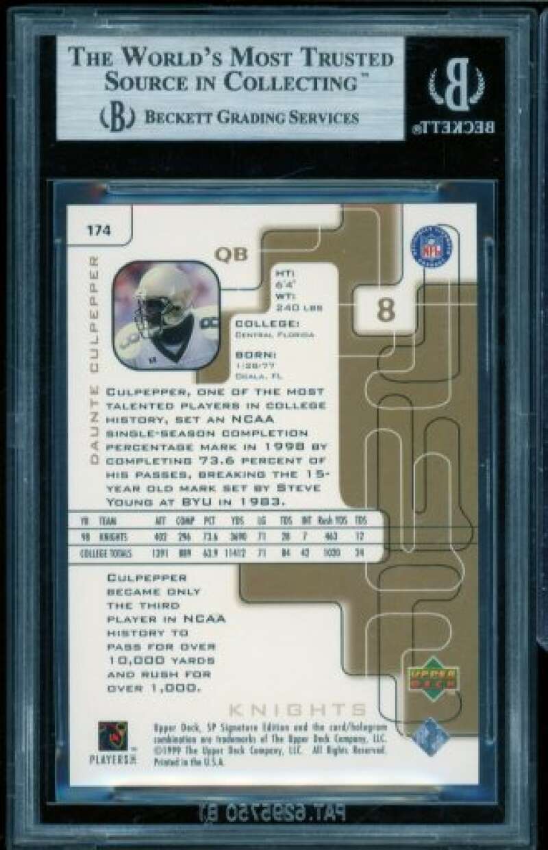 Daunte Culpepper Rookie Card 1999 SP Signature Edition #174 BGS 9 Image 2