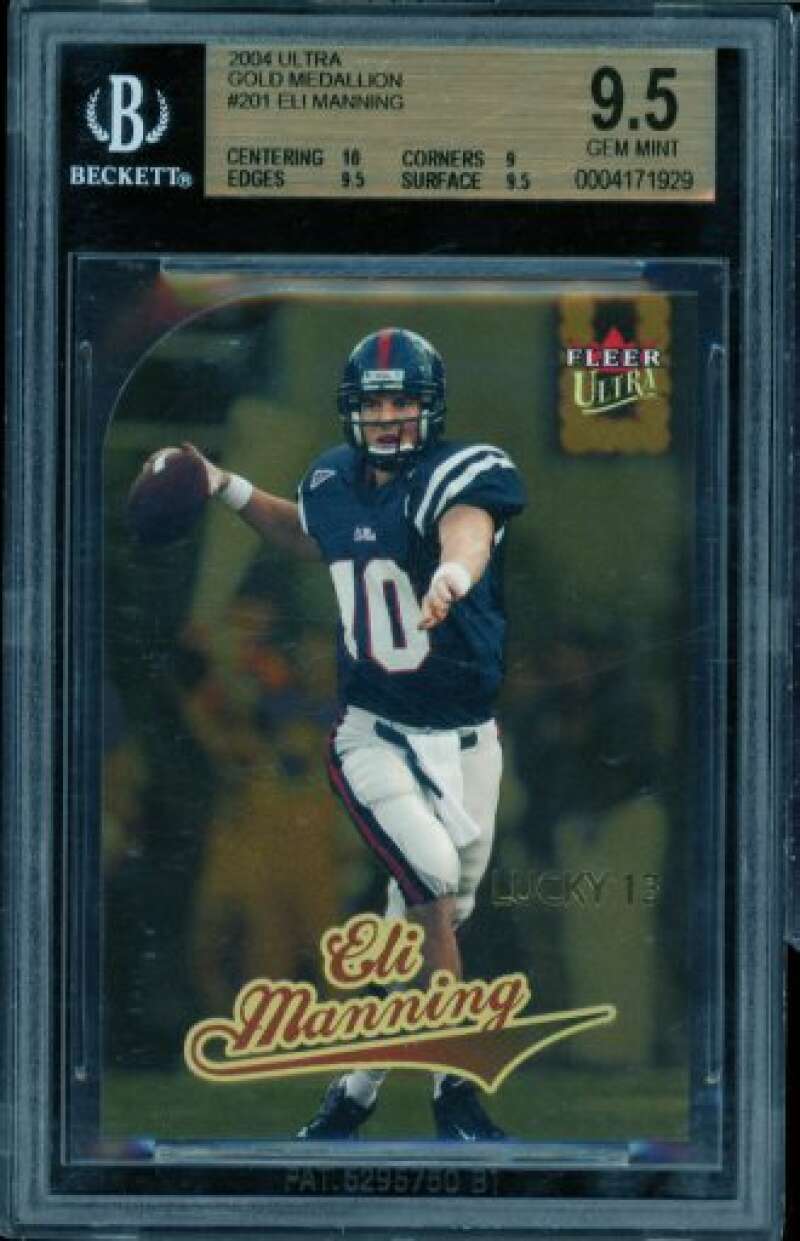 Eli Manning Rookie Card 2004 Ultra Gold Medallion #201 BGS 9.5 Image 1