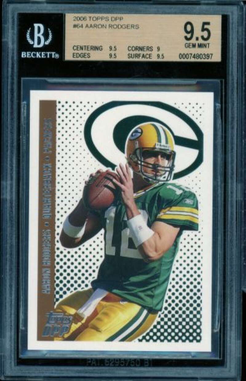 Aaron Rodgers Card 2006 Topps DPP #64 BGS 9.5 Image 1