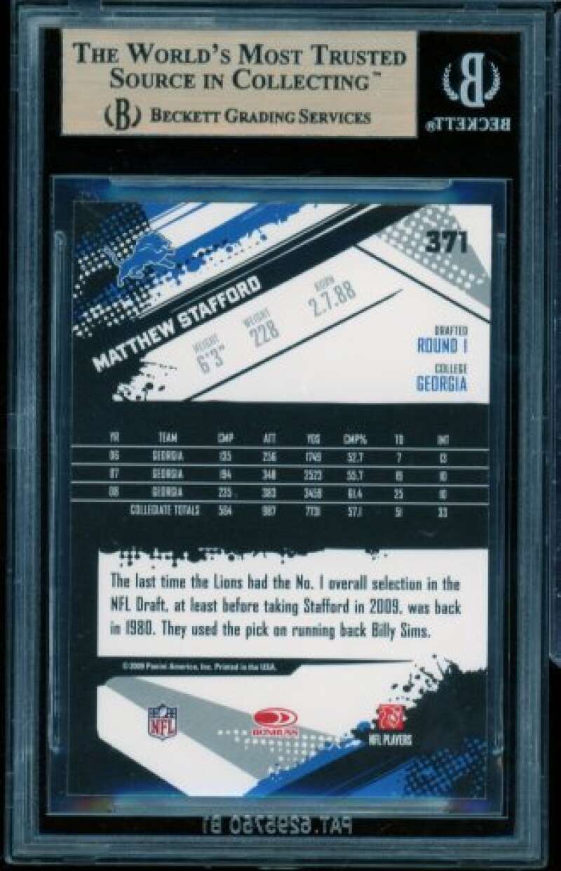 Matthew Stafford Rookie Card 2009 Score #371 BGS 9.5 Image 2